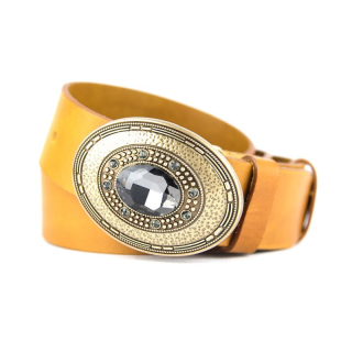 Kožený opasok BROOCH, šírka 4cm, Slovenská výroba - Koňaková