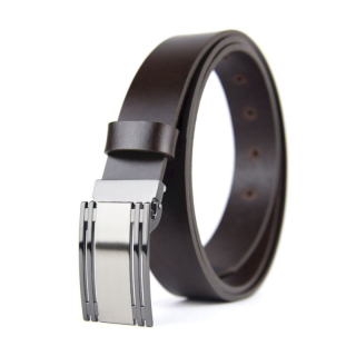 Kožený opasok PLAQUE, šírka 3.3cm, Slovenská výroba - Tmavo hnedá