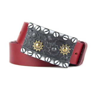 Kožený opasok RATCH, šírka 4cm, Slovenská výroba - Bordová