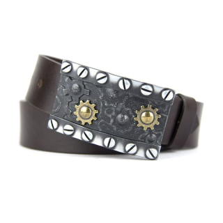 Kožený opasok RATCH, šírka 4cm, Slovenská výroba - Tmavo hnedá