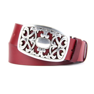 Kožený opasok YARD, šírka 4cm, Slovenská výroba - Bordová