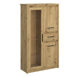 Nízka vitrína, 85cm, dub artisan, AIRON 2D1W1S