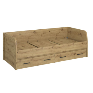 Posteľ, 90x200, s roštom, dub artisan, AIRON 2S