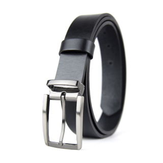 Kožený opasok GUN METAL, šírka 3.3cm, Slovenská výroba - Čierna