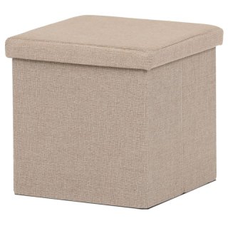 Taburet, 38cm, úložný priestor, béžová látka, TAB-461 CRM2