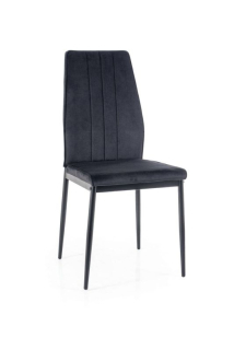 Jedálenská stolička, čierna látka, nohy kov čierny, ATOM VELVET