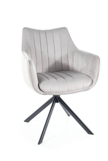 Jedálenská stolička, sivá látka, nohy kov čierny, AZALIA VELVET