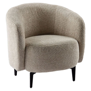 Dizajnové kreslo, celočalúnené, kov čierny, béžová látka, PRESO