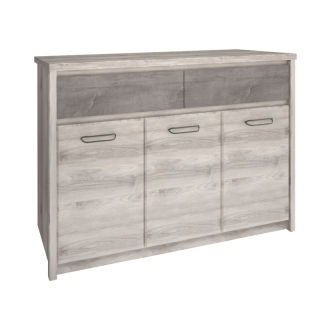 Komoda, 126cm, kombinovaná, gaštan nairobi, onyx, JESI 3D2S