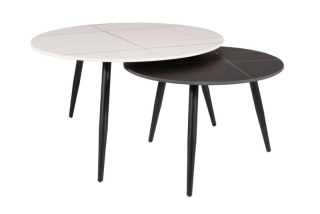 Set konferenčných stolíkov, 80x80cm, čierny, biely, Signal, KORA B