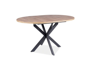 Jedálenský stôl, okrúhly, 100cm, rozkladací, MDF, dub artisan, čierny, Signal, GASTON