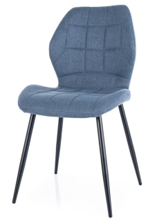 Jedálenská stolička, modrá denim látka, nohy kov čierny, JAKE NEA - posledný kus
