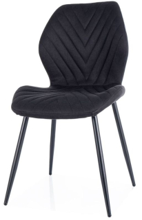 Jedálenská stolička, čierna látka, nohy kov čierny, MIKE NEA