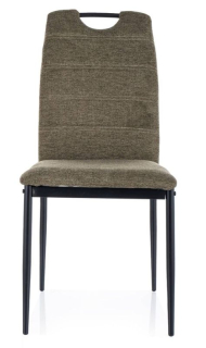 Jedálenská stolička, olivová látka, nohy kov čierny, RIP BREGO