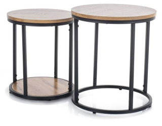 Set konferenčných stolíkov, 40x40cm, čierny mat, dub artisan, INTO