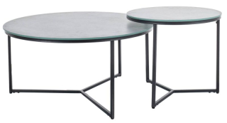 Set konferenčných stolíkov, 80x80cm, čierny, sivá, PALERMO II