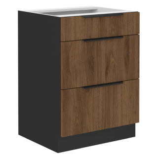 Spodná skrinka, 60cm, orech okapi, čierna, MENZO 60 D 3S BB