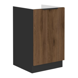 Spodná skrinka drezová, 50cm, orech okapi, čierna, MENZO 50 ZL 1F BB