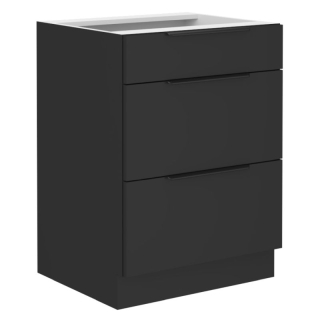 Spodná skrinka, 60cm, čierna, SIBER 60 D 3S BB