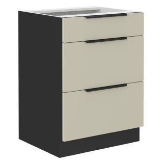 Spodná skrinka, 60cm, cashmere, čierna, ARAKA 60 D 3S BB