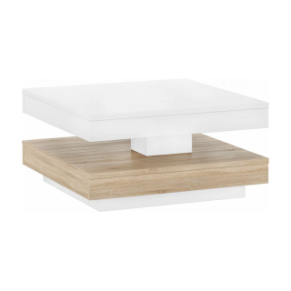 Konferenčný stolík, 70x70cm, biely, dub sonoma, MANDY