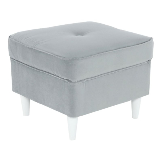 Moderný taburet, 40cm, látka svetlosivá, drevo biele, RUFINO 3 NEW