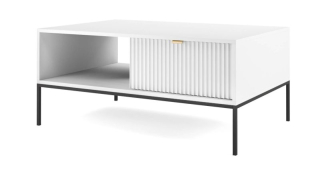 Konferenčný stolík, 104x68cm, biely, čierny, NOVA L104