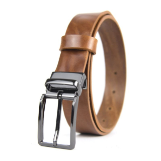 Kožený opasok s dezénom MODERN PEARL, šírka 3.3cm, Slovenská výroba - 3D dezén - hnedá