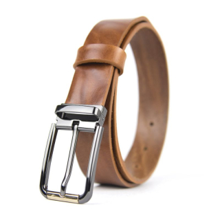 Kožený opasok s dezénom PEARL GOLD, šírka 3.3cm, Slovenská výroba - 3D dezén - hnedá