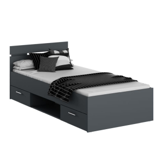 Posteľ, 90x200, úložný priestor, grafit, MICHIGAN NEW