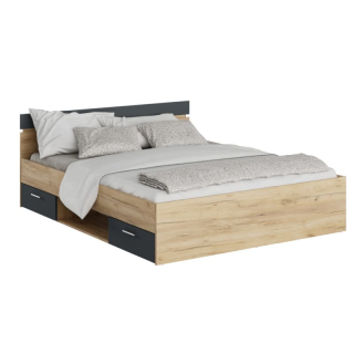 Manželská posteľ, 160x200, dub artisan, grafit, MICHIGAN NEW