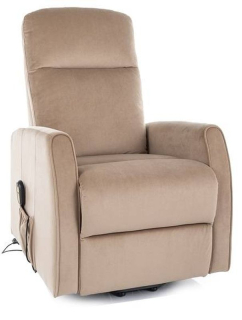 Elektrické kreslo, relaxačné, béžová látka, Signal, LETO VELVET