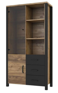 Vitrína, 101cm, appenzeller fichte, čierna, HELVETIA OLIN 13