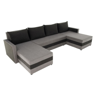 Univerzálna sedacia súprava, látka sivá, čierna, PAULITA U