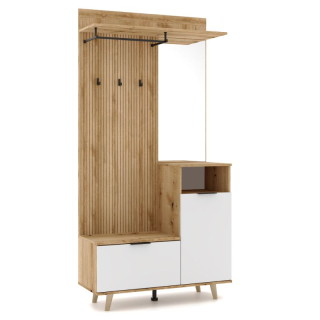 Predsieňová zostava, 100cm, dub evoke, biela, NODRI