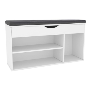 Botník s lavicou, 104cm, biely, FUDDY NEW