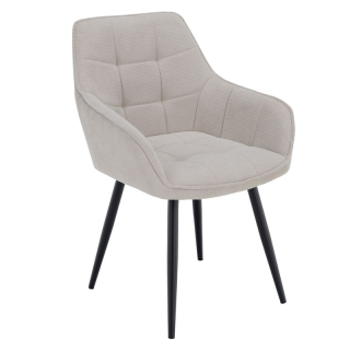 Dizajnové kreslo, béžová látka, nohy kov čierny, MARKEN