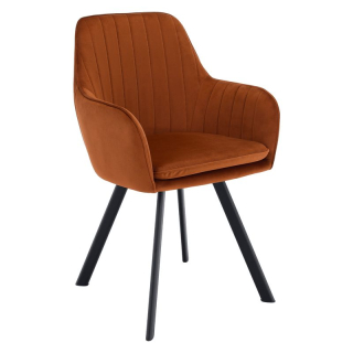 Dizajnové kreslo, terakota Velvet látka, nohy kov čierny, AURIL