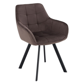 Dizajnové kreslo, sivohnedá Velvet látka, nohy kov čierny, PETIN