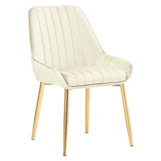 Jedálenská stolička, béžová Velvet látka, nohy gold chróm zlatý, PERLIA