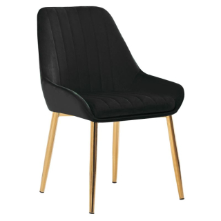 Jedálenská stolička, čierna Velvet látka, nohy gold chróm zlatý, PERLIA