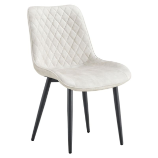 Jedálenská stolička, krémová látka, nohy kov čierny, ZAINA TYP 1