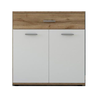 Komoda, 80cm, kombinovaná, dub wotan, biela, IRIA 2D1S E