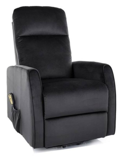 Elektrické kreslo, relaxačné, čierna látka, Signal, LETO VELVET