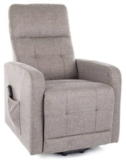 Elektrické polohovacie kreslo, béžová látka, Signal, OTUS II BREGO