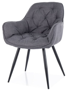 Jedálenská stolička, sivá látka, nohy kov čierny, CHERRY BJORN