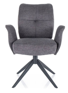 Jedálenská stolička, tmavo sivá látka, nohy kov čierny, WING BREGO