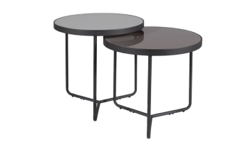 Set konferenčných stolíkov, 50x50cm, čierny, svetlo sivý, PENELOPE