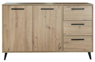 Komoda, 138cm, kombinovaná, dub artisan, KOS