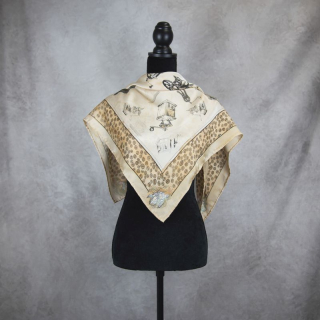 Ručne maľovaná hodvábna šatka KÁVA_2, 90 x 90cm, Vyrobené na Slovensku